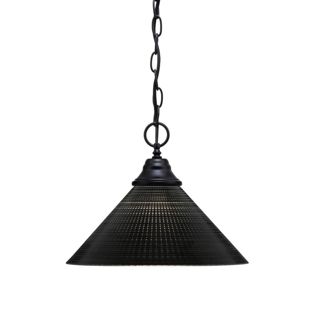 Kingston 100-Watt 1 Light Matte Black Finish Shaded Pendant Light with 12 i