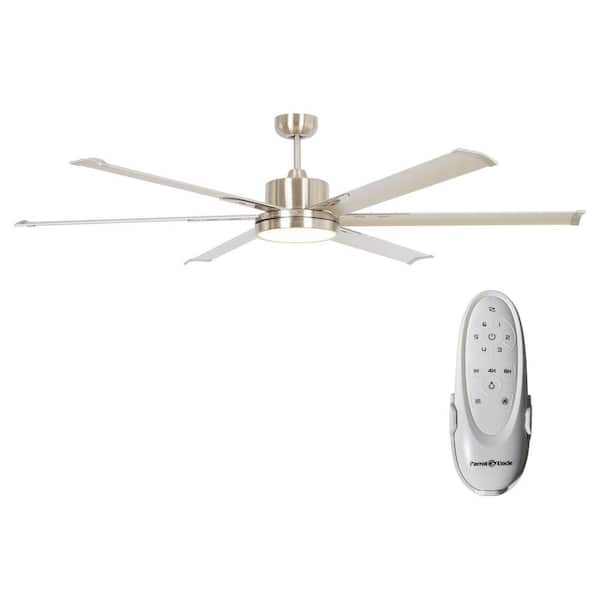 Parrot Uncle 65 in. Integrated LED Indoor Brushed Nickel Ceiling Fan with Light and Remote Control