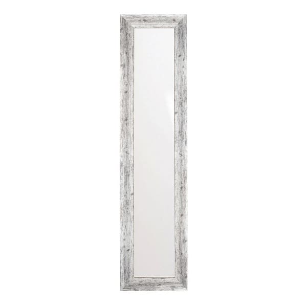 null 17 in. W x 72 in. H Weathered Timber Inspired Rustic White and Gray Sloped Framed Wall Mirror