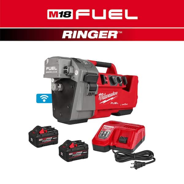 M18 FUEL RINGER Roll Groover For 1-1/4 in - 4 In. Sch 10/40, 6 Inch Sch 10 Kit w/ (2)12Ah FORGE Batteries & Charger
