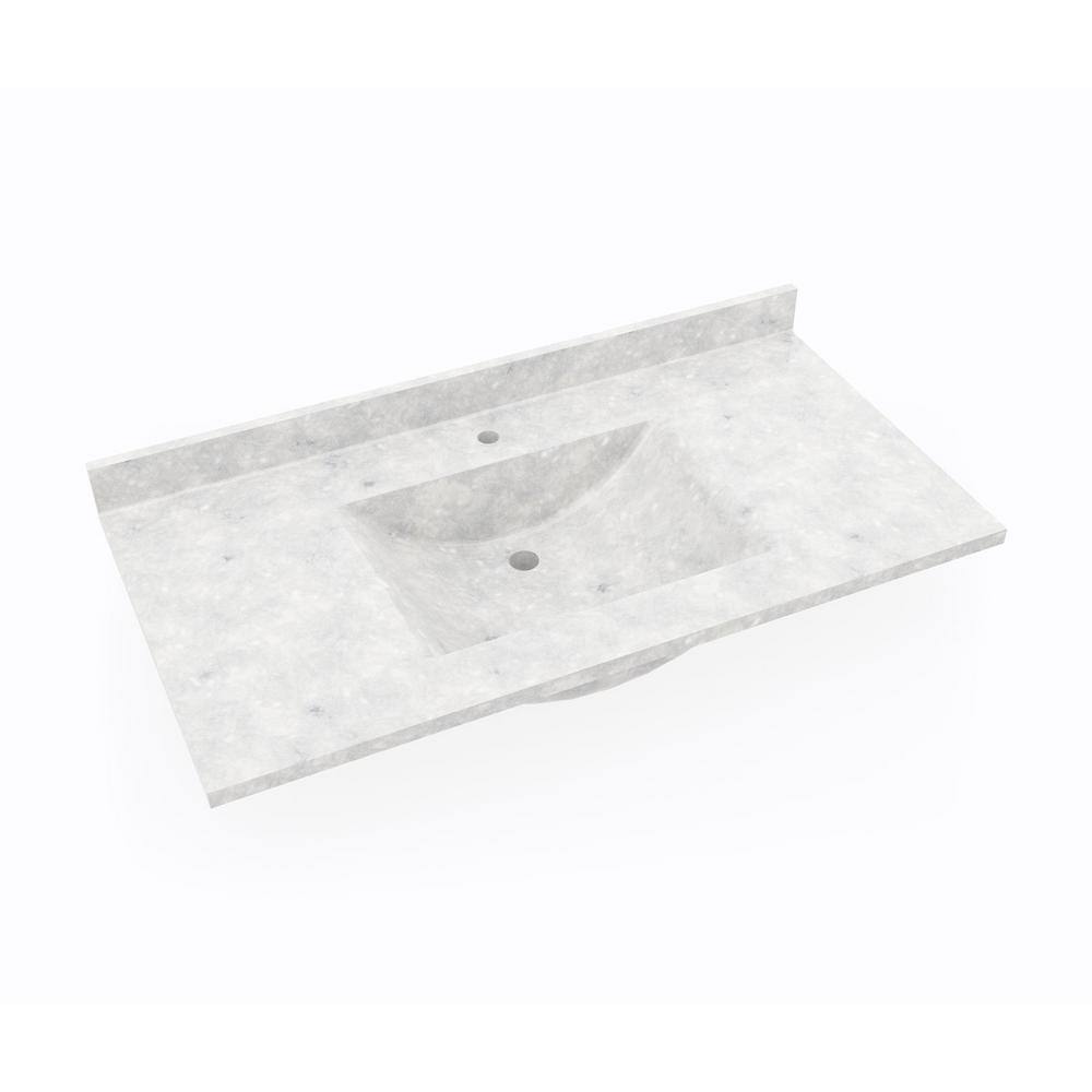 Ice Gray Engineered Solid Surface 43'' Single Bathroom Vanity Top with Sink