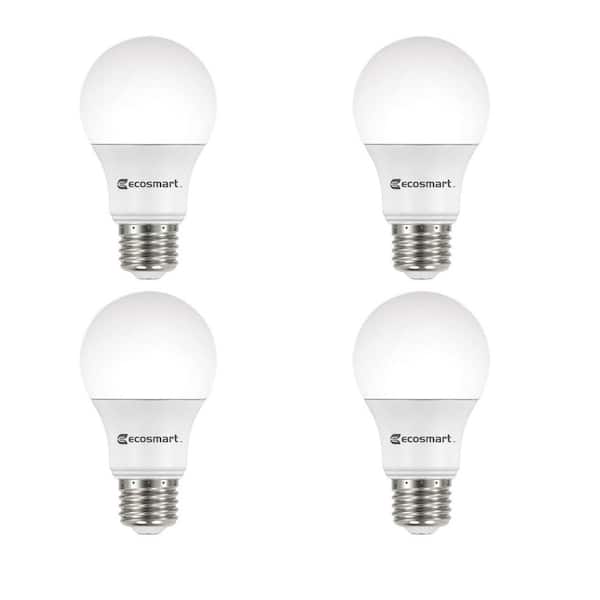 EcoSmart 60-Watt Equivalent A19 Dimmable LED Light Bulb Daylight (4-Pack)