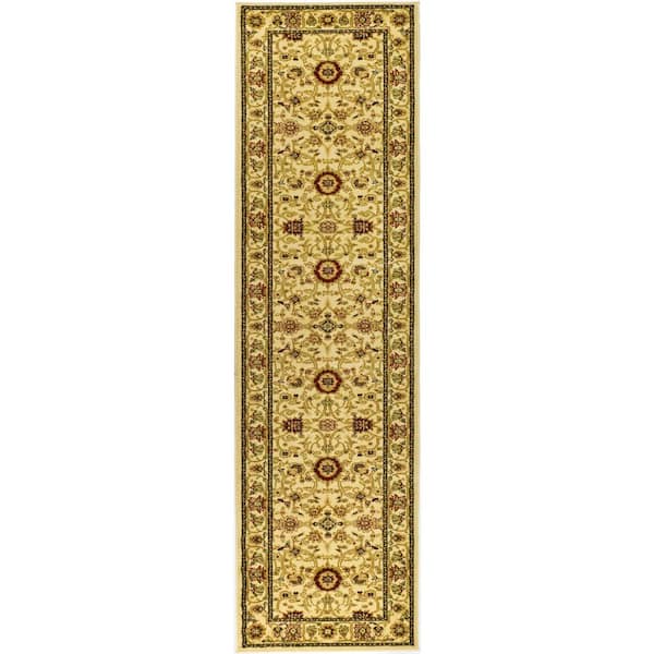Lyndhurst 2 ft. x 18 ft. Ivory Border Floral Antique Runner Rug
