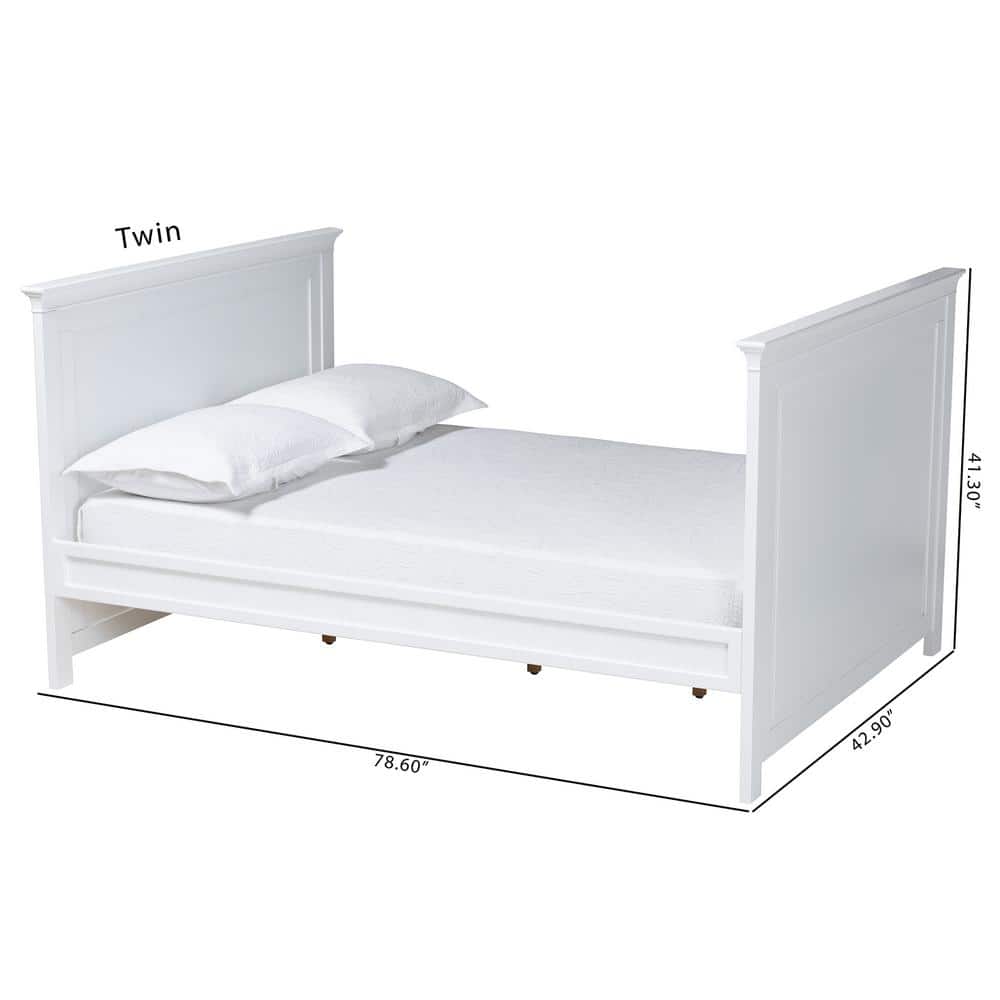 Classic White Wood Twin Daybed with Upholstered Headboard