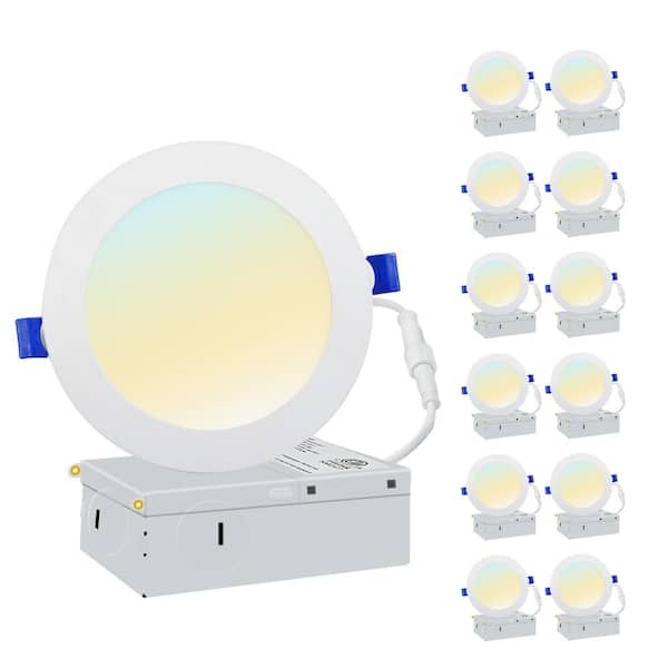 Honbei 6 in. Night Light 60-Watt Equivalent Housing Required Integrated LED Recessed Lighting Kit, 5CCT Selectable (12-Pack)