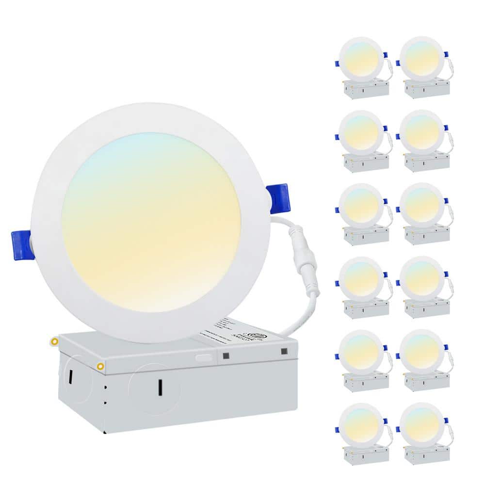 6 in. Night Light 60-Watt Equivalent Recesed LED Downlight Integrated LED Recessed Lighting Kit 5CCT Selectable(12-Pack) price history on PriceWatchPro
