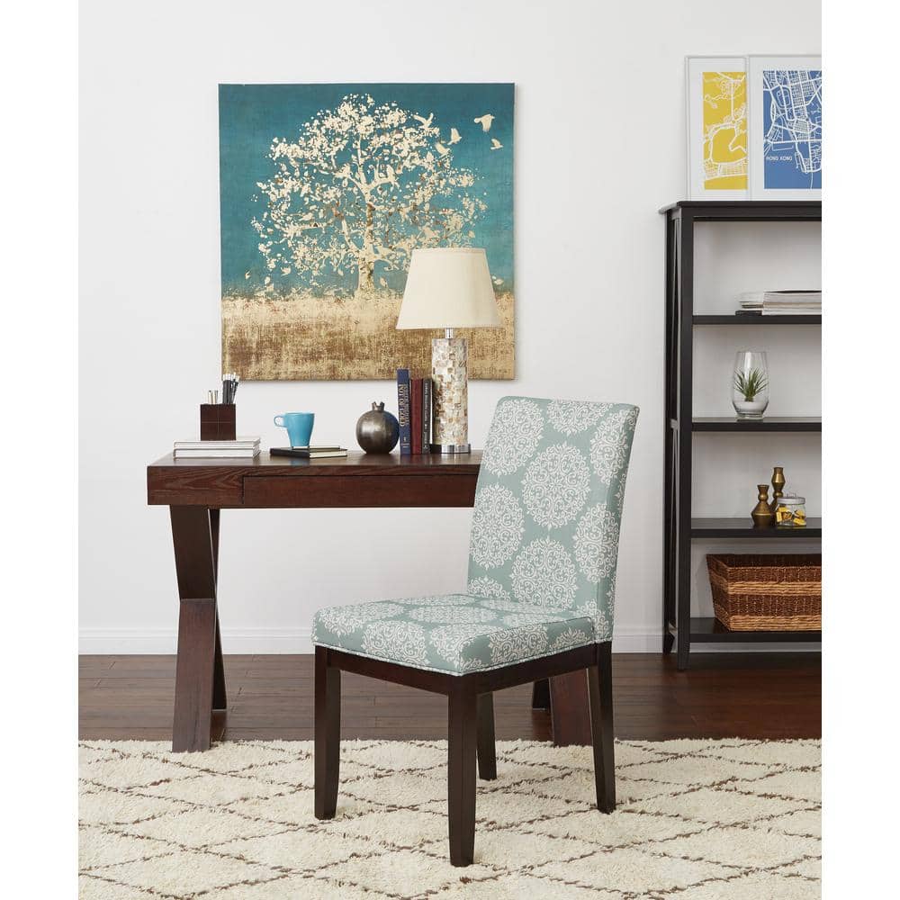 High Gabrielle Sky Linen and Wood Upholstered Parsons Side Chair