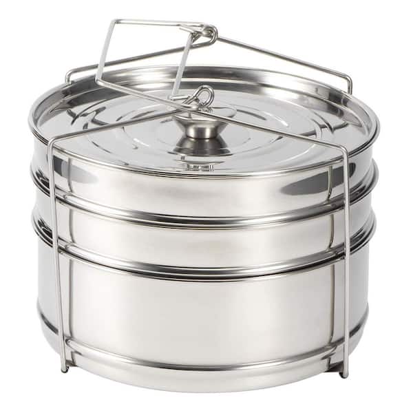 1-Piece Black Stainless Steel Stackable Pot Inserts Set Pressure Cooker, Stainless Steel 3-Tier Stackable