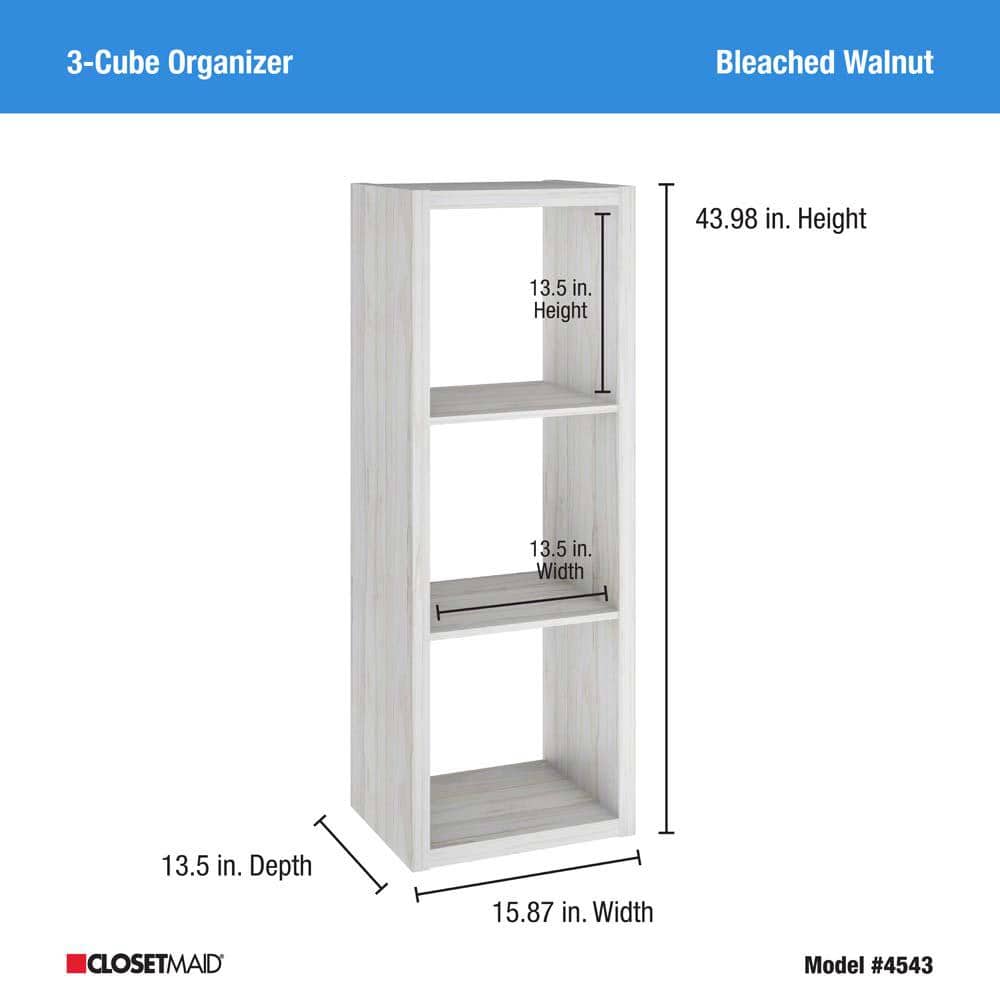 Bleached Walnut 3-Cube Kids Storage Organizer