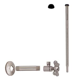 1/2 in. IPS inlet x 3/8 in. OD x 12 in. Corrugated Supply Line Kit with Cross Handle Angle Valve, Satin Nickel