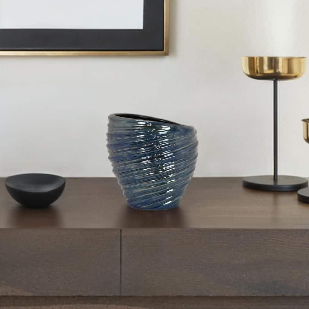 Avery 11.5 in. Blue Ceramic Round Decorative Vase price history on PriceWatchPro