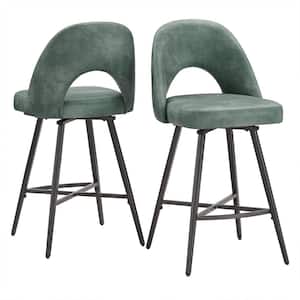 38.5 in. H Teal Metal Swivel Counter Height Stools (Set Of 2)