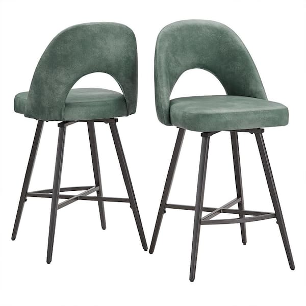 HomeSullivan 38.5 in. H Teal Metal Swivel Counter Height Stools (Set Of 2)