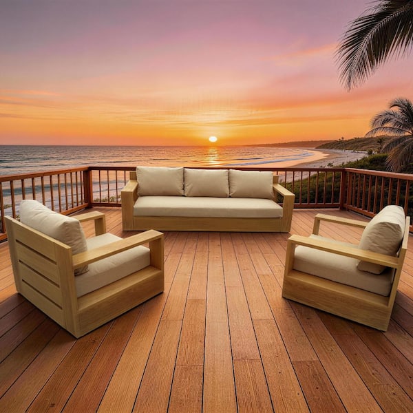 HiGreen Outdoor Baja 3-Piece Brown Aluminum Outdoor Sectional with Cast ...
