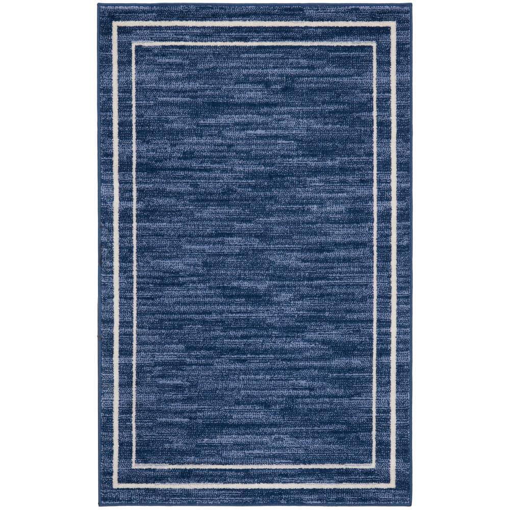 Nourison Essentials Navy/Ivory doormat 2 ft. x 4 ft. Solid Contemporary