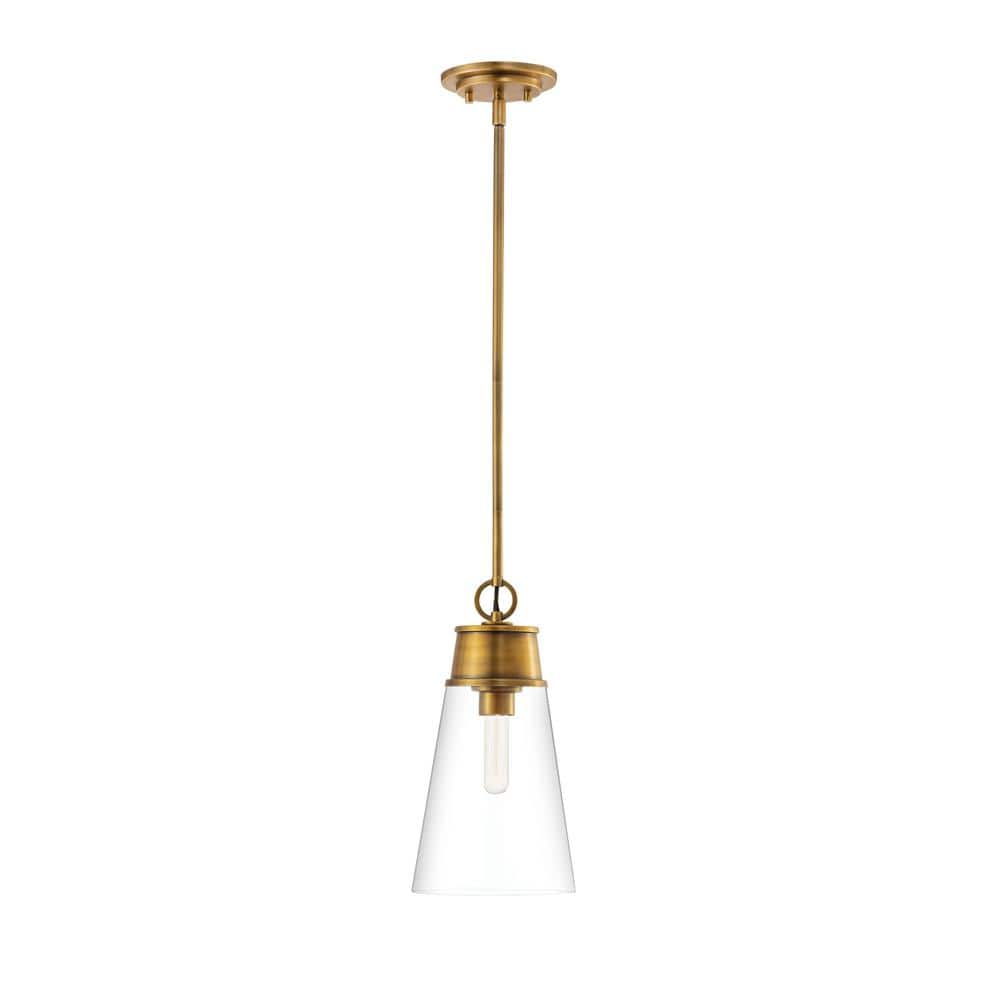 Wentworth Rubbed Brass and Glass Mini Pendant Light