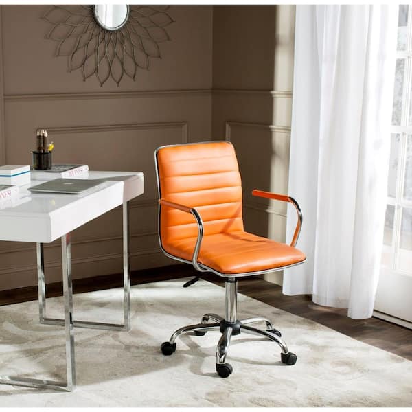 burnt orange leather office chair