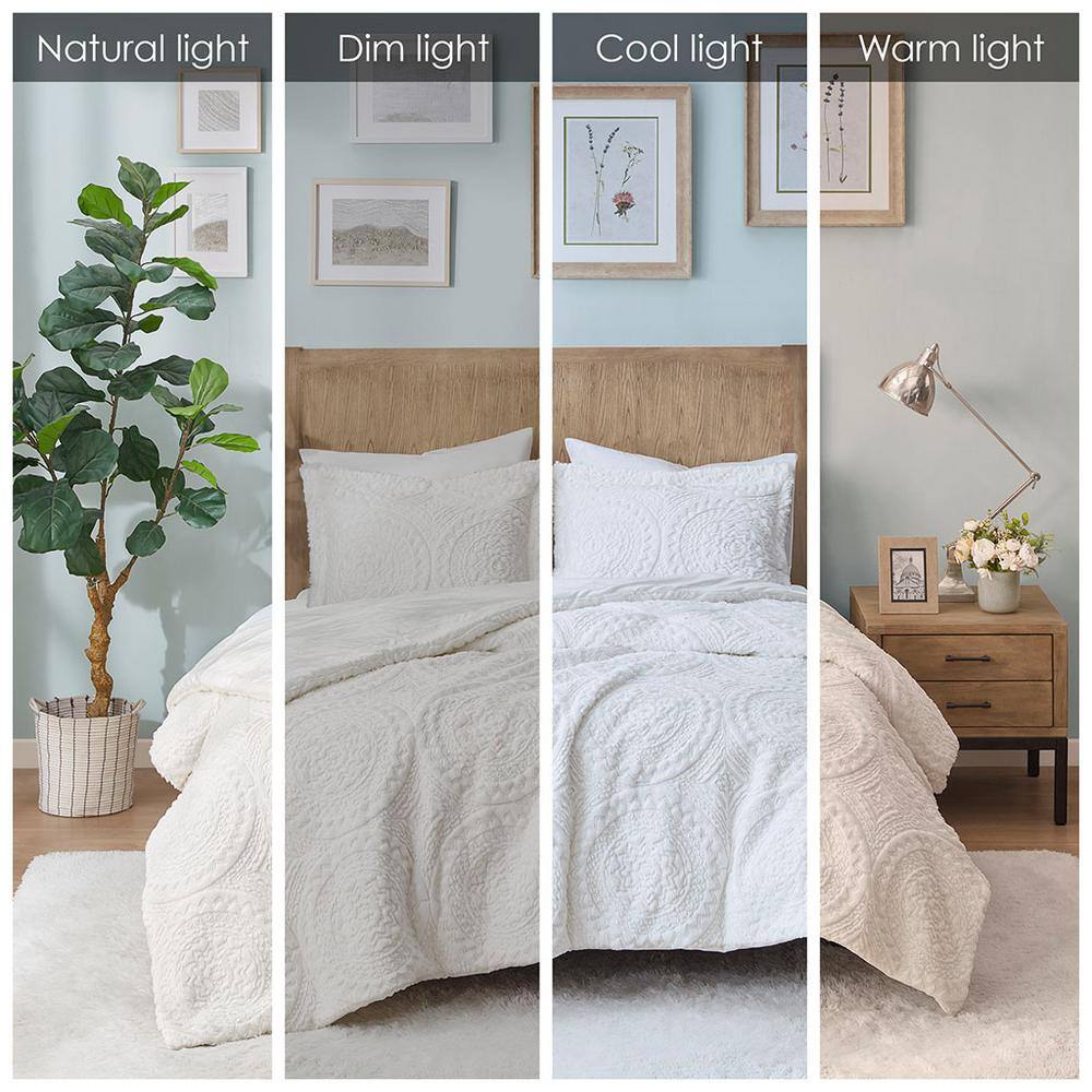 Ivory Full Faux Fur Reversible Comforter Set