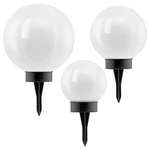 Black/White Solar LED Weather Resistant Path Light with White Plastic Shade (3-Pack)