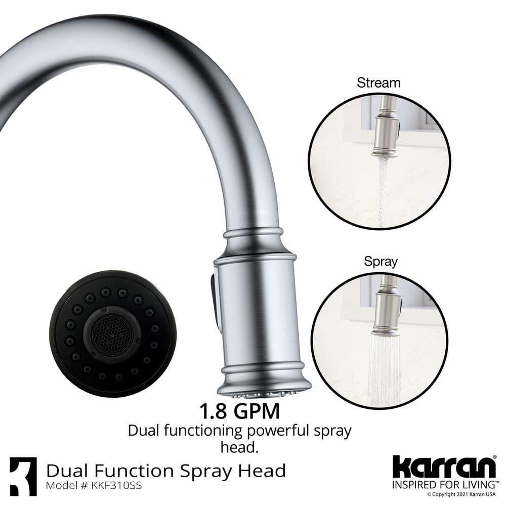 Auburn Stainless Steel Single Handle Pull Down Kitchen Faucet
