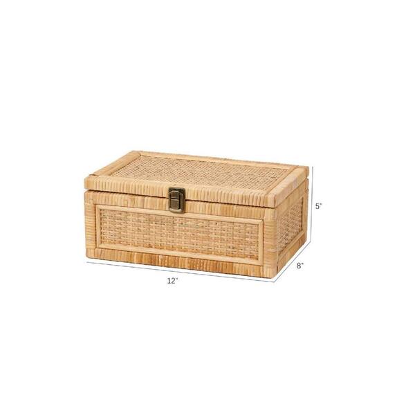 Brown 12 in. x 5 in. Wicker Decorative Box with Lid Decorative