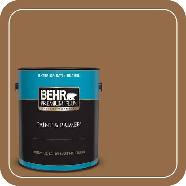 BEHR PREMIUM PLUS 1 gal. #S260-7 Nugget Gold Satin Enamel Exterior Paint & Primer
