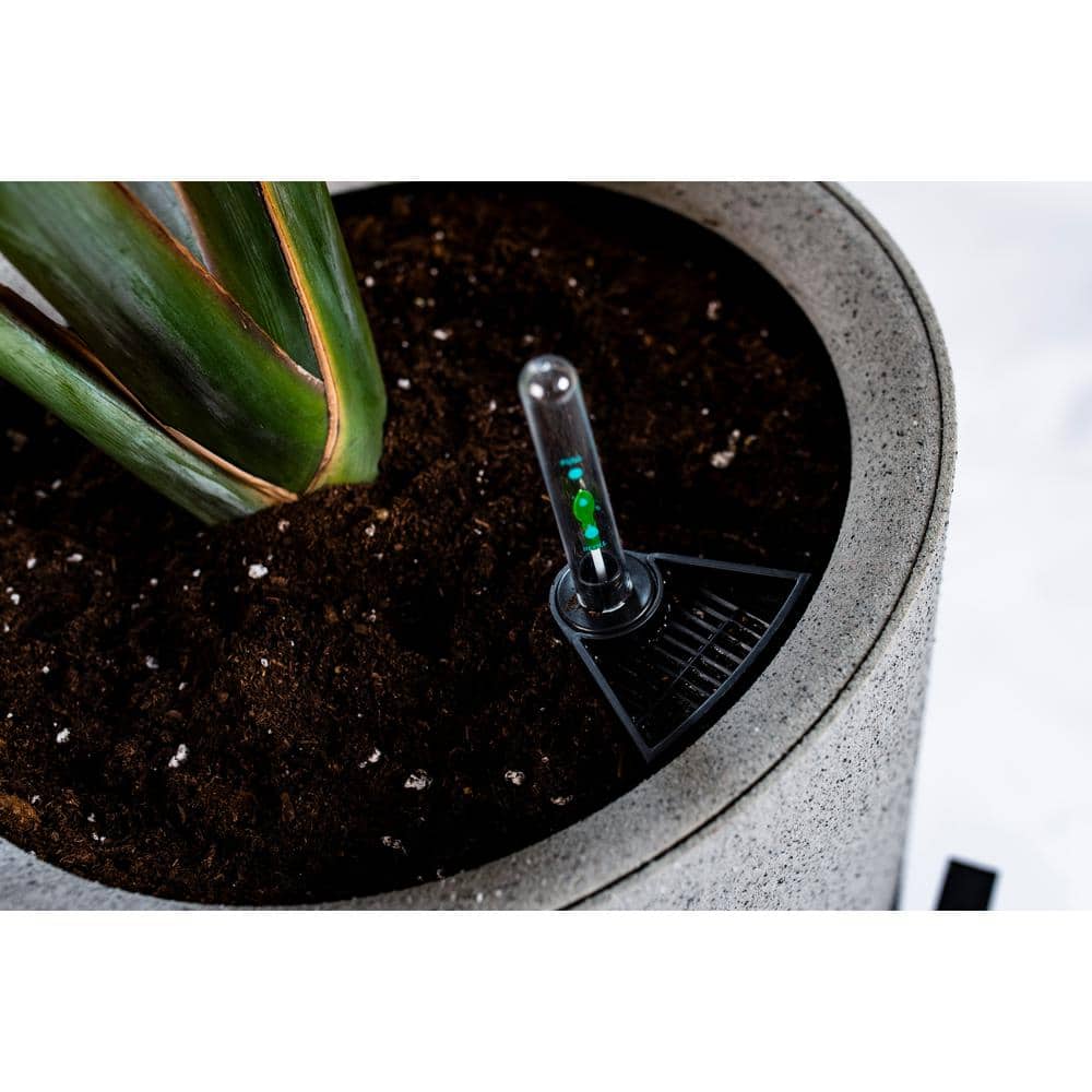 Graphite Self-Watering Planter with Bamboo Stand, 14 Inch