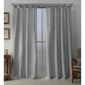 Loha Dove Grey Solid Light Filtering Braided Tab Top Curtain, 54 in. W x 84 in. L (Set of 2)