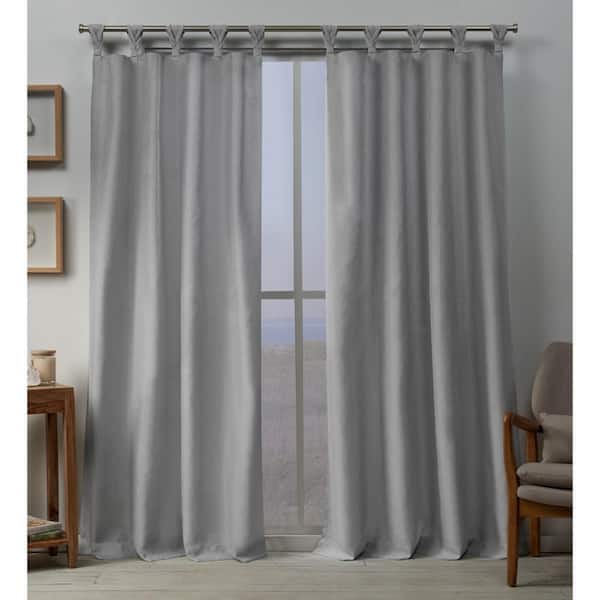 EXCLUSIVE HOME Loha Dove Grey Solid Light Filtering Braided Tab Top Curtain, 54 in. W x 96 in. L (Set of 2)