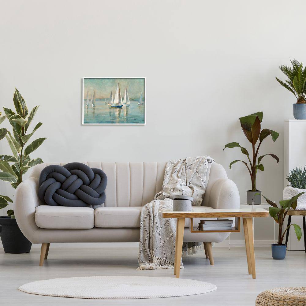 White Framed Nautical Sailboats Landscape Giclee Print, 16 x 20