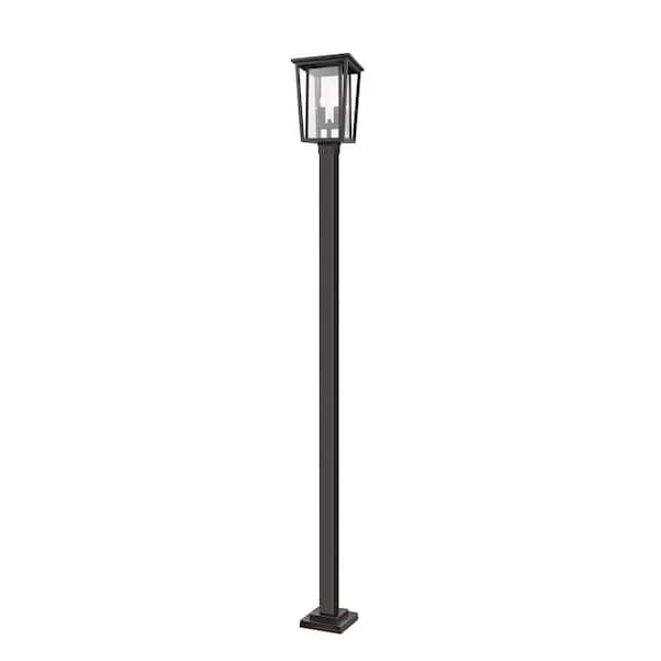 Unbranded Seoul 113.25 in. 2-Light Oil Bronze Aluminum Hardwired Outdoor Weather Resistant Post Light Set with No Bulb included