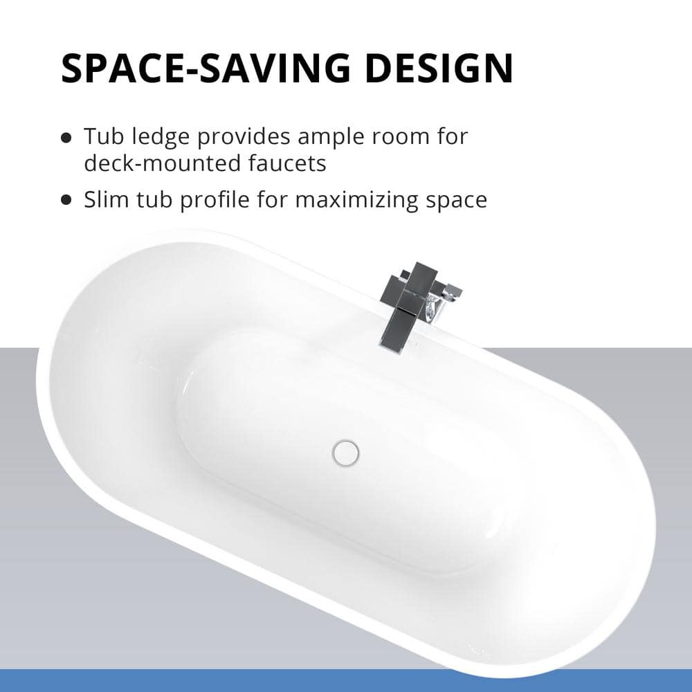 Havana 67'' White Acrylic Freestanding Bathtub