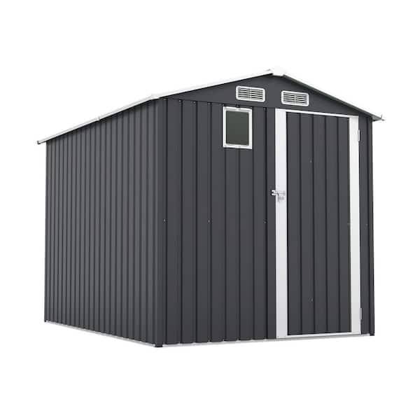 6 ft. W x 8 ft. D Gray Metal Shed with Lockable Door (48 sq. ft. )