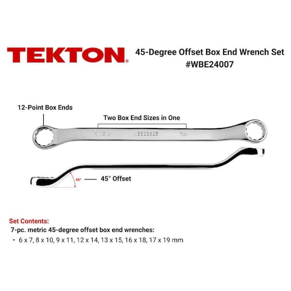 45-Degree Offset Box End Wrench Set, 7-Piece (6-19 mm)