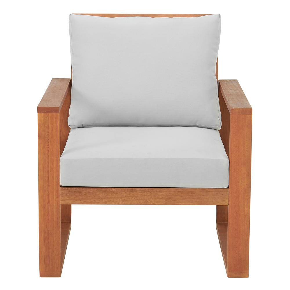 Weston 3-Piece Eucalyptus Wood Outdoor Set with Gray Cushions