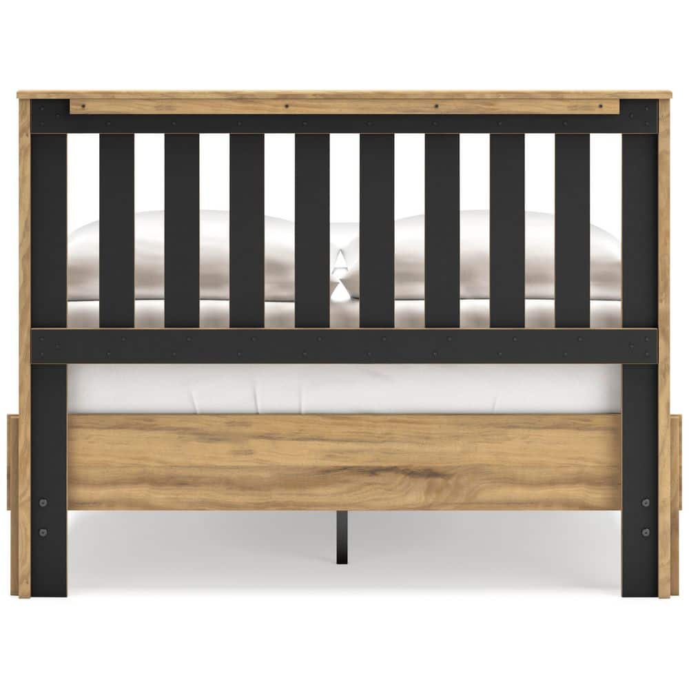 Light Brown Full Wood Panel Headboard