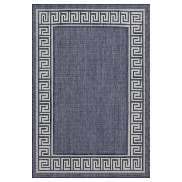 COOLSHARK 10 ft. x 10 ft. Waterproof Outdoor Patio Rug Indoor Large Area Rugs, Blue