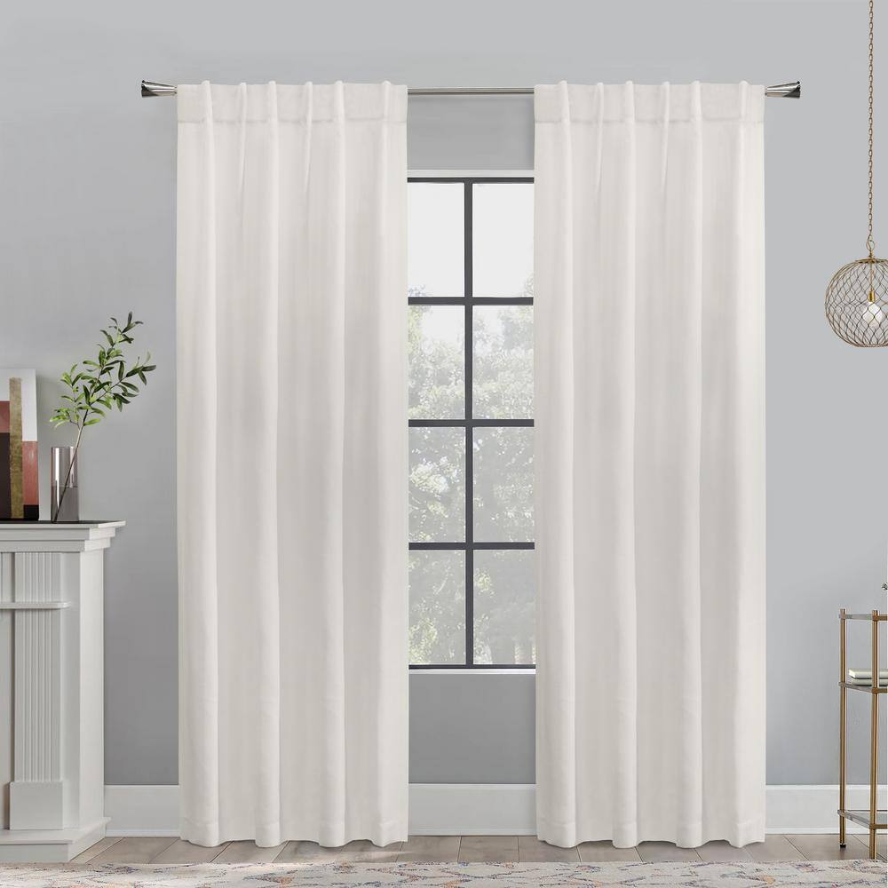 Habitat Mulberry White Polyester Faux Raw Silk 54 in. W x 84 in. L Dual Header Indoor Light Filtering Curtain (Single Panel)