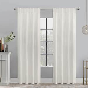 Mulberry White Polyester Faux Raw Silk 54 in. W x 84 in. L Dual Header Indoor Light Filtering Curtain (Single Panel)