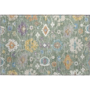 Mayfield Premium Machine Washable Abstract AMF2532 Sage 2 ft. x 3 ft. Accent Rug
