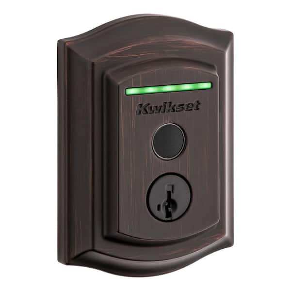 Kwikset Halo Touch Venetian Bronze Traditional Fingerprint WiFi Electronic Smart Lock Deadbolt Featuring SmartKey Security