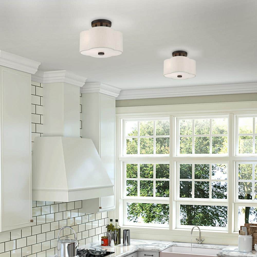 Solstice English Bronze 2-Light LED Drum Semi-Flush Mount