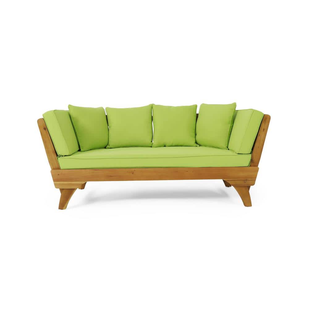 Expandable Teak Daybed with Light Green Cushions
