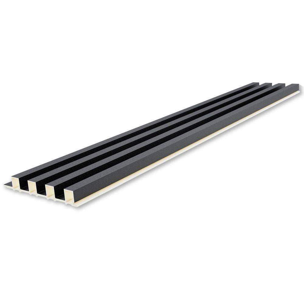 Afoxsos Matte Black WPC Slat Wall Paneling, Modern Accent 3D Wall