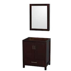 Sheffield 29 in. W x 21.75 in. D x 34.5 in. H Single Bath Vanity Cabinet without Top in Espresso with MC Mirror