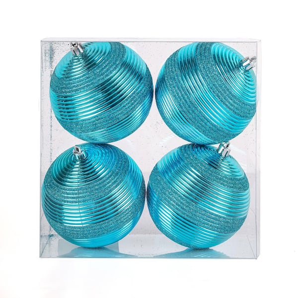 4-Piece Shatterproof Swirling Blue Ornaments