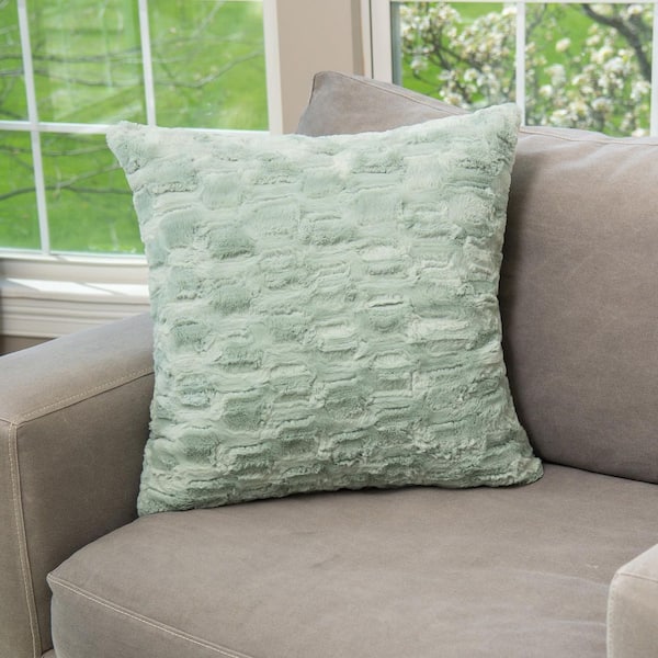 HGTV Art Deco Brushed Faux Fur Pillow Quietude 22 in. x 22 in.