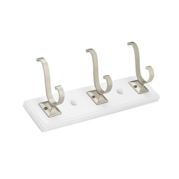Richelieu Hardware 11-3/4 in. (300 mm) White and Matte Nickel Transitional Hook Rack