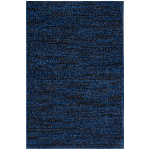 Nourison Essentials doormat 2 ft. x 4 ft. Midnight Blue  Solid Contemporary Indoor/Outdoor Patio Kitchen Area Rug
