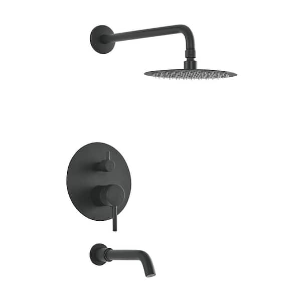 Swiss Madison Ivy 1 Spray Pattern with 1.8 GPM 8 in. Wall Mounted Fixed Shower Head in Black Matte